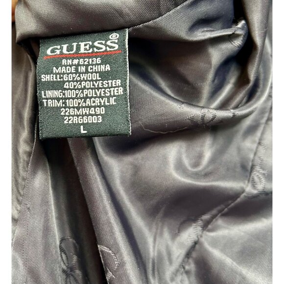 Guess‎ Peacoat Jacket Womens Large Wool Blend Double Breasted Gray Winter Coat - Picture 8 of 12